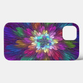 Coques Case-Mate iPhone Fleur abstraite fractale d'art psychédélique color (Verso (horizontal))