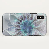 Coques Case-Mate iPhone Fleur Abstraite Fractale Moderne Avec Monogramme B (Dos (Horizontal))