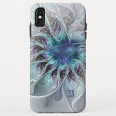 Coques Case-Mate iPhone Fleur Abstraite Fractale Moderne Avec Monogramme B (Dos)