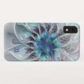 Coques Case-Mate iPhone Fleur Abstraite Fractale Moderne Avec Monogramme B (Dos (Horizontal))