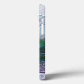 Coques Case-Mate iPhone Fleur abstraite fractale violette verte Initiales (Verso / Gauche)