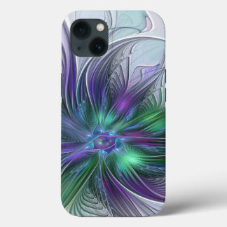 Case-Mate iPhone Case Fleur Abstraite Moderne Art Fractal Vert Violet