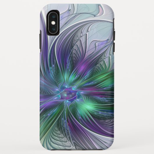 Coques Case-Mate iPhone Fleur Abstraite Moderne Art Fractal Vert Violet (Dos)