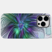 Coques Case-Mate iPhone Fleur Abstraite Moderne Art Fractal Vert Violet (Verso (horizontal))
