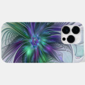 Coques Case-Mate iPhone Fleur Abstraite Moderne Art Fractal Vert Violet (Verso (horizontal))