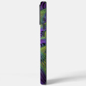 Coques Case-Mate iPhone Fleur Abstraite Moderne Fractale Art Violet Vert (Verso / Gauche)