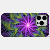 Coques Case-Mate iPhone Fleur Abstraite Moderne Fractale Art Violet Vert (Verso (horizontal))