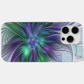 Coques Case-Mate iPhone Fleur Abstraite Moderne Fractale Verte Violette (Verso (horizontal))
