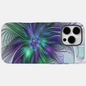 Coques Case-Mate iPhone Fleur Abstraite Moderne Fractale Verte Violette (Verso (horizontal))