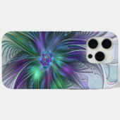 Coques Case-Mate iPhone Fleur Abstraite Moderne Fractale Verte Violette (Verso (horizontal))