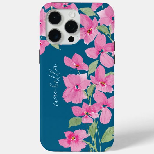 Coques Case-Mate iPhone Fleur aquarelle rose (Verso)