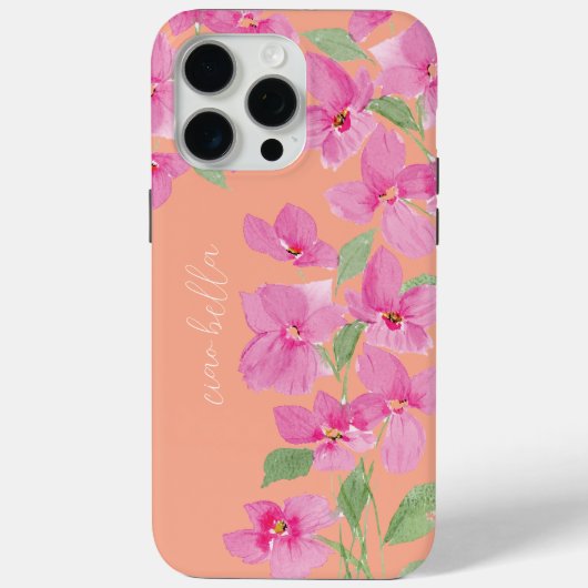 Coques Case-Mate iPhone Fleur aquarelle rose (Verso)