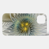 Coques Case-Mate iPhone Fleur argentée dorée Fantaisie abstraite Art fract (Verso (horizontal))