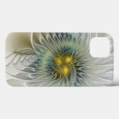 Coques Case-Mate iPhone Fleur argentée dorée Fantaisie art fractal abstrai (Verso (horizontal))