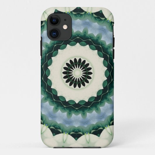 Coques Case-Mate iPhone Fleur blanche et mandala bleu céruléen (Dos)