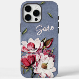 Coques iPhone 16 Pro Max Fleur Bleu Denim Monogrammé