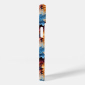 Coques Case-Mate iPhone Fleur bleu orange et feuille (Verso / Droite)