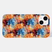 Coques Case-Mate iPhone Fleur bleu orange et feuille (Verso (horizontal))