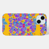 Coques Case-Mate iPhone Fleur bleu violet éclate jaune (Verso (horizontal))