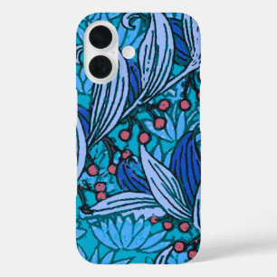 Coques iPhone 16 Fleur Bleue Antique Bohème Moderne