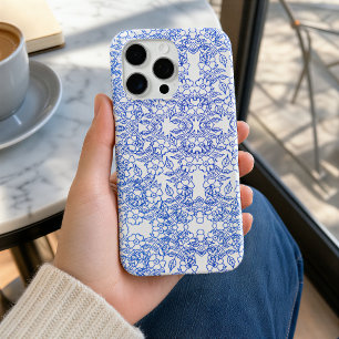 Coque iPhone 15 Pro Max Fleur bleue chic motif unique en spirale