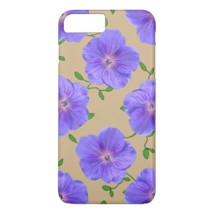 Coque iPhone 7 Plus Fleur bleue de géranium de jardin sur toute