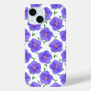 Coque Pour iPhone 15 Fleur bleue de géranium de jardin sur toute