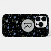 Coques Case-Mate iPhone Fleur Bleue Forget-me-not Aquarelle Monogrammée  (Verso (horizontal))