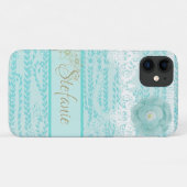 Coques Case-Mate iPhone Fleur Bleue Lacée (Dos (Horizontal))