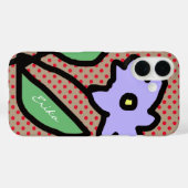 Coques Case-Mate iPhone fleur bleue, points & nom (Verso (horizontal))