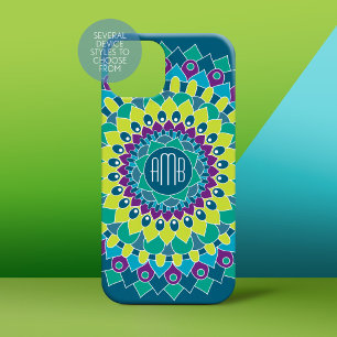 Coque Pour iPhone 14 Pro Fleur bohème avec Monogrammes