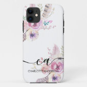 Coques Case-Mate iPhone Fleur Boho, Monogramme (Dos)