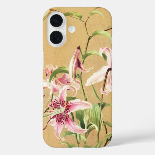 Coques iPhone 16 Fleur Botanique Art Déco Lys Oriental Rose Vintage