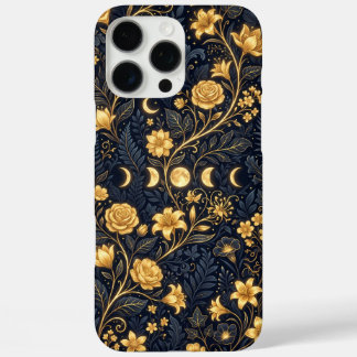 Coques iPhone 16 Pro Max Fleur botanique d'or de minuit