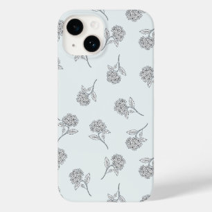 Coque Pour iPhone 14 Fleur Botanique Intemporelle Gris Clair