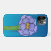 Coques Case-Mate iPhone Fleur carrée violette sur fond bleu (Dos (Horizontal))