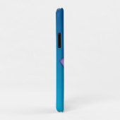 Coques Case-Mate iPhone Fleur carrée violette sur fond bleu (Dos/Droite)