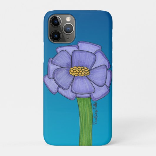 Coques Case-Mate iPhone Fleur carrée violette sur fond bleu (Dos)