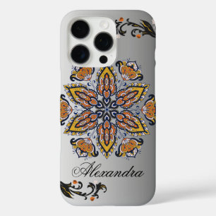 Coques iPhone 16 Pro Fleur céleste - Mandala noir et blanc