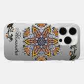Coques Case-Mate iPhone Fleur céleste - Mandala noir et blanc (Verso (horizontal))