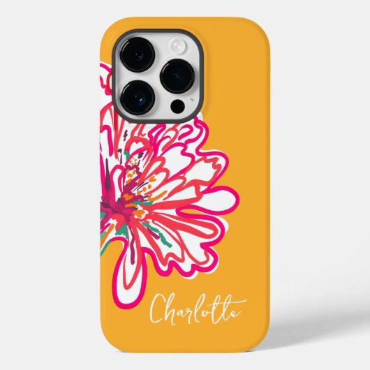 Coques Case-Mate iPhone Fleur colorée artistique Nom Customisé (Verso)