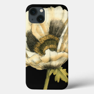 Coques Pour iPhone Fleur crème de pavot sur l'arrière - plan noir