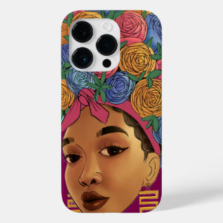 Coque Pour iPhone 14 Pro Fleur dans les cheveux d'une fille afro-américaine