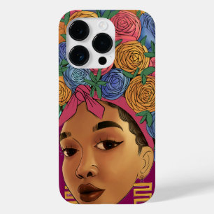 Coque Pour iPhone 14 Pro Fleur dans les cheveux fille afro-américaine