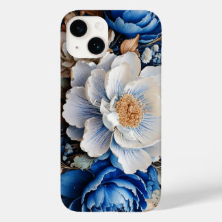 Coque Pour iPhone 14 Fleur d'aquarelle en bleu et blanc,