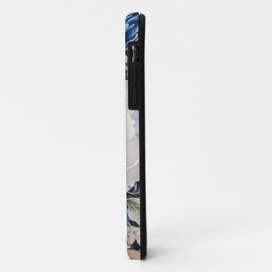 Coques Case-Mate iPhone Fleur d'aquarelle en bleu et blanc, (Dos/Gauche)