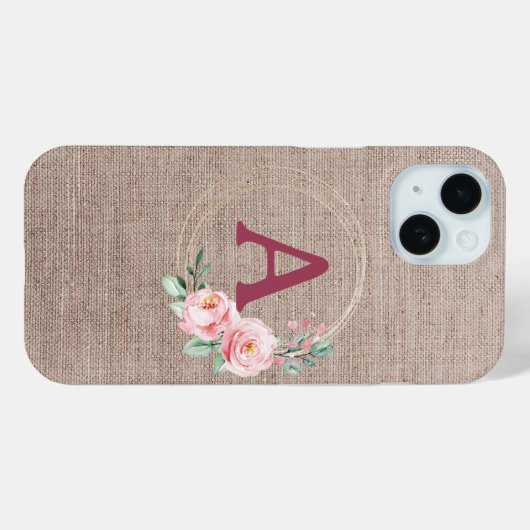 Coques Case-Mate iPhone Fleur d'aquarelle Monogram Boho (Verso (horizontal))