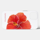 Coques Case-Mate iPhone Fleur d'aquarelle Tropical Rouge Hibiscus (Verso (horizontal))