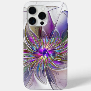 Coque iPhone 15 Pro Max Fleur d'art Abstrait, énergique et coloré