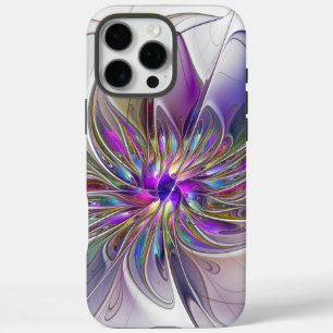 Coques iPhone 16 Pro Max Fleur d'art fractal abstrait énergique et coloré